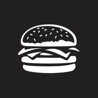 Savory Bite Monochrome Burger Logo Burger Mystery Black Emblem vector
