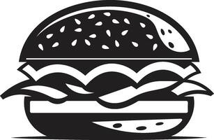 gastrónomo sabor negro emblema tentador mordedura negro hamburguesa icono vector