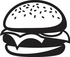Chic Burger Elegance Black Icon Delightful Burger Black Emblem vector