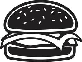 Chic Burger Delight Black Icon Flavorful Essence Black Burger vector