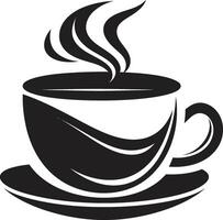 artístico aroma café taza en negro elegante Café exprés negro café taza vector