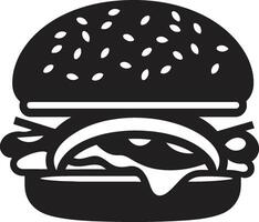 Chic Burger Elegance Black Icon Delightful Burger Black Emblem vector