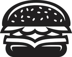 jugoso mordedura monocromo hamburguesa símbolo hamburguesa esencia negro logo vector