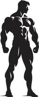 Monolith Muscles Full Body Logo Creation Blackened Bulk Bodybuilders Iconic Symbol vector