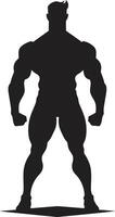 Carbon Cut Full Body Black Logo Monochrome Muscle Bodybuilders Iconic Logo vector