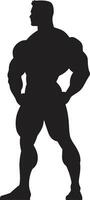 Carbon Cut Full Body Black Logo Design Monochrome Muscle Bodybuilders Iconic Art vector