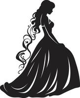 Glamorous Bridal Elegance Icon Ethereal Bride Black Symbol vector