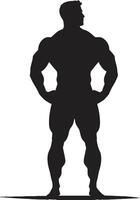 Defined Dominance Bodybuilders Iconic Figure Jet Black Bulk Full Body Icon vector