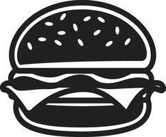 Iconic Burger Design Black Sizzling Temptation Burger Emblem vector