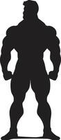 Carbon Bulk Full Body Black Icon Design Solid Strength Bodybuilders Black Symbol vector