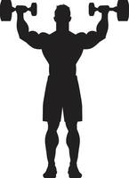 Iron Pump Black Dumbbell Logo Design Strength Shape Man with Dumbbell vector