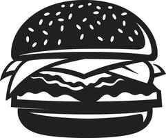 icónico hamburguesa diseño negro emblema candente sabor hamburguesa vector