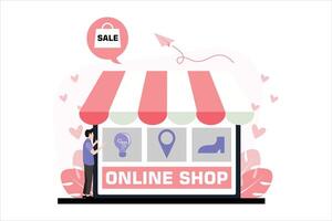 Online Shopping Flat Illustration Design vector