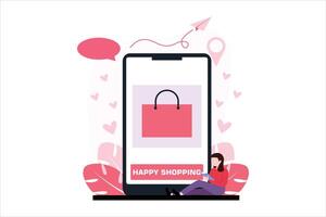 Online Shopping Flat Illustration Design vector