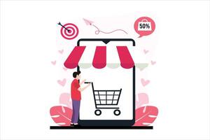 Online Shopping Flat Illustration Design vector