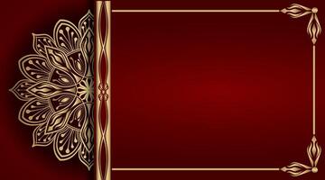 luxury red background with golden mandala ornament vector