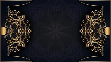 black luxury background with gold mandala ornaments vector