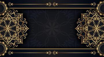 black luxury background with gold mandala ornaments vector