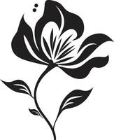 Bold Floral Sketch Black Emblem Simplistic Bloom Outline Monochrome Iconic Symbol vector