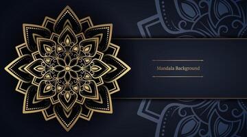 Black background with golden mandala ornament vector