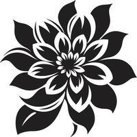 engrosado flor contorno negro diseño emblema minimalista floral esencia monocromo emblema vector