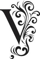 Vibrant Symphony Dynamic Font V Vortex Serenade Spiraling Letter V Art vector