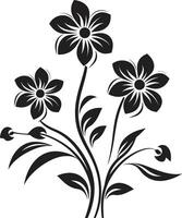 Minimalist Petal Framework Monochrome Emblematic Logo Bold Floral Sketch Black Emblem vector