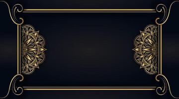 black luxury background with gold mandala ornaments vector