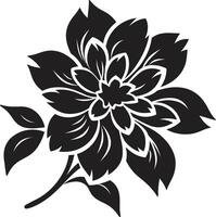 Intricate Petal Boundary Black Symbolic Emblem Botanical Framework Monochrome Iconic vector