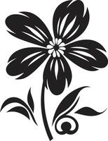 Bold Bloom Framework Black Symbol Simplistic Floral Sketch Monochrome Iconic Design vector
