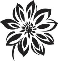 intrincado floral contorno monocromo emblemático diseño botánico carrera negro icónico emblema vector