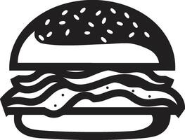 sabroso misterio hamburguesa icono gastrónomo sabroso negro emblema vector