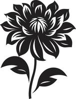 Intricate Flower Sketch Black Symbolic Design Botanical Sketch Monochrome Iconic vector