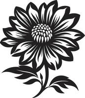 Intricate Petal Boundary Black Symbolic Emblem Botanical Framework Monochrome Iconic vector