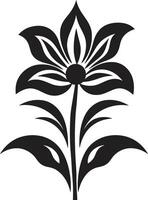 Thick Petal Border Black Design Icon Simple Flower Sketch Monochrome Logo vector