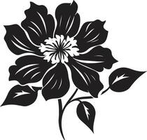 Bold Petal Framework Black Icon Minimalist Bloom Structure Monochrome Emblematic Design vector