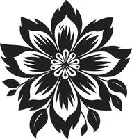 Robust Flower Framework Black Symbol Thickened Blossom Boundary Monochrome Iconic Emblem vector