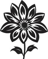 Bold Floral Contour Black Design Simple Flower Frame Monochrome Emblematic Symbol vector