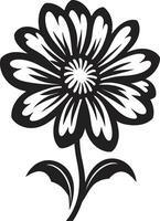 negrita floral contorno negro icono simplista pétalo bosquejo monocromo emblemático flor vector