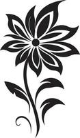 Thickened Bloom Structure Black Symbolic Icon Minimalist Petal Sketch Monochrome Emblematic Logo vector