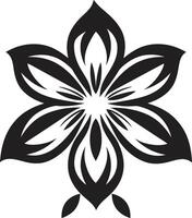 Botanical Outline Monochrome Symbolic Thickened Flower Contour Black Iconic Frame vector
