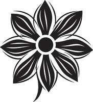 Robust Petal Sketch Black Iconic Symbol Minimalist Bloom Outline Monochrome Icon vector