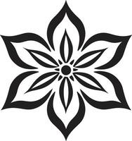 Simplistic Floral Sketch Monochrome Iconic Icon Robust Petal Structure Black Designated Floral Design vector