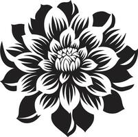 floral contorno monocromo emblema grueso floral silueta negro logo vector