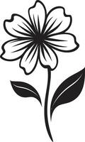 Playful Freehand Blossom Black Emblematic Sketch Scribbled Floral Emblem Monochrome Vectorized Icon vector