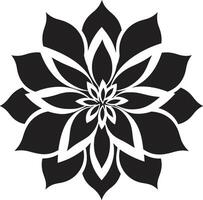 intrincado pétalo Perímetro negro simbólico emblema botánico marco de referencia monocromo icónico vector