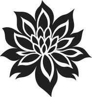 Thick Floral Silhouette Black Logo Simple Petal Framework Monochrome Icon vector