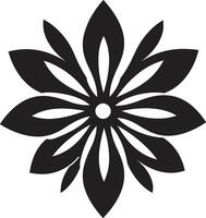 Thickened Petal Sketch Black Symbolic Flower Minimalist Bloom Boundary Monochrome Floral Frame vector