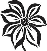 Thickened Flower Contour Black Iconic Flower Sketch Minimalist Floral Framework Monochrome Emblematic Design vector