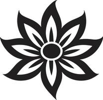 Solid Petal Boundary Monochrome Emblematic Intricate Bloom Outline Black Symbolic Design vector